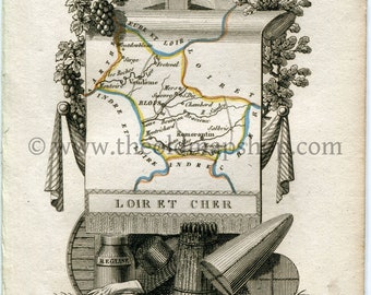 shopping center Paris France A scarce advertising card for La Belle Jardiniere Antique Map c.1920 Loir-et-Cher France