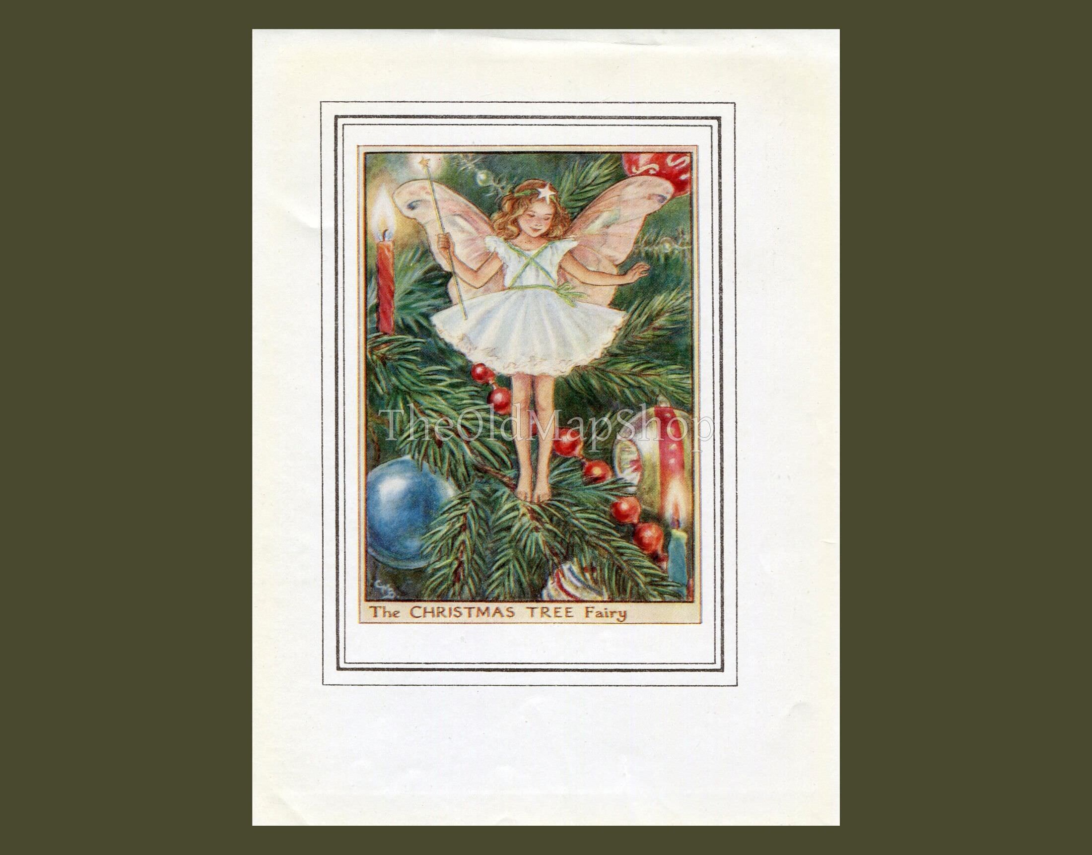 Christmas Tree Flower Fairy Vintage Print 1950's Cicely Etsy