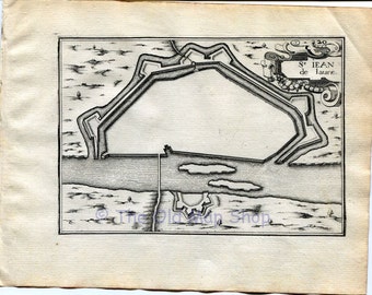 1634 Nicolas Tassin Map Saint-Jean-de-Losne, Cote-d’Or, Burgundy, France Antique Carte