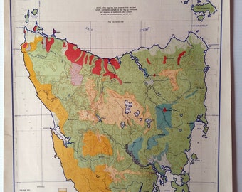 1945 Tasmania, Australia, Distribution of Soil Types - Map No. 4