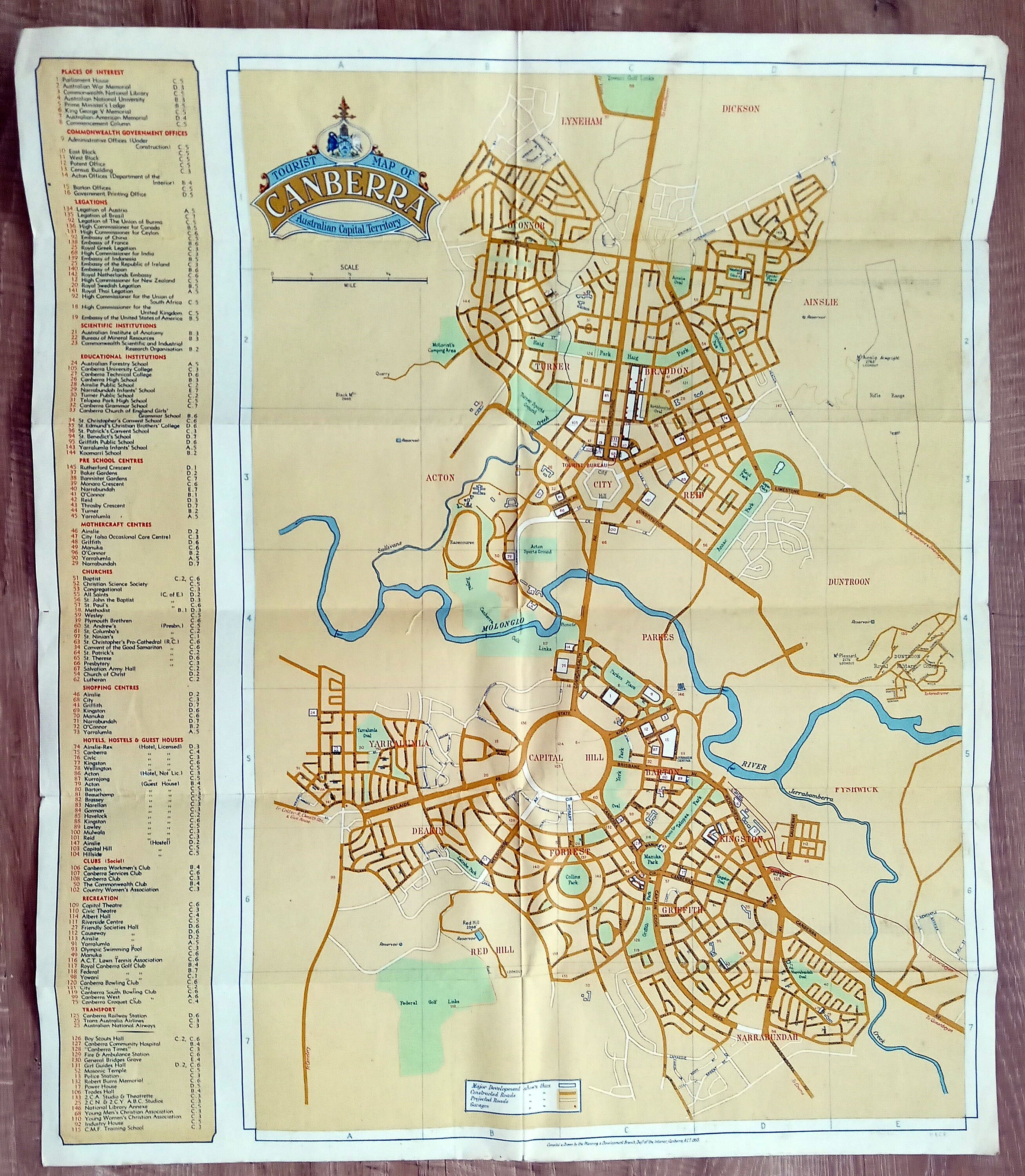 Tourist Map Of Canberra Rare 1955 Tourist Map Of Canberra City Plan Australian | Etsy New Zealand