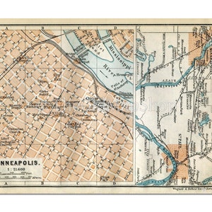 Minneapolis, Minnesota, United States, 1899 Antique Guide Map .JPG File, Digital Download to Print