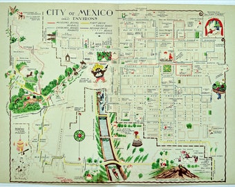 1935 Matias Santoyo, City of Mexico and Environs, Pictorial Map