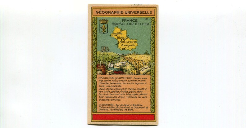 shopping center Paris France A scarce advertising card for La Belle Jardiniere Antique Map c.1920 Loir-et-Cher France