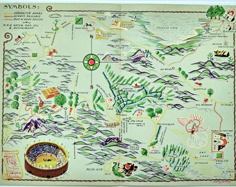 1935 Matias Santoyo, Chalco, Texcoco, Xochimilco, Pyramin of Cuicuilco, San Jeronimo, Mexico City, Pictorial Map