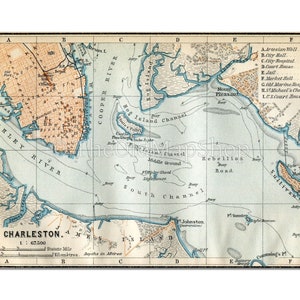 Charleston, James Island, Mount Pleasant, Carolina del Sud, Stati Uniti, mappa guida antica del 1899, file .JPG, download digitale per la stampa