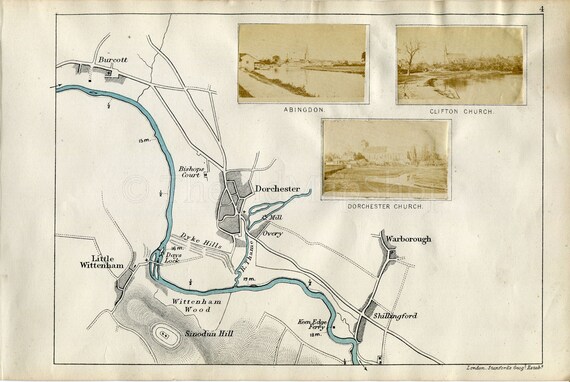 Dorchester On Thames Map 1873 Henry Taunt Antique Map The River Thames Burcot Little | Etsy