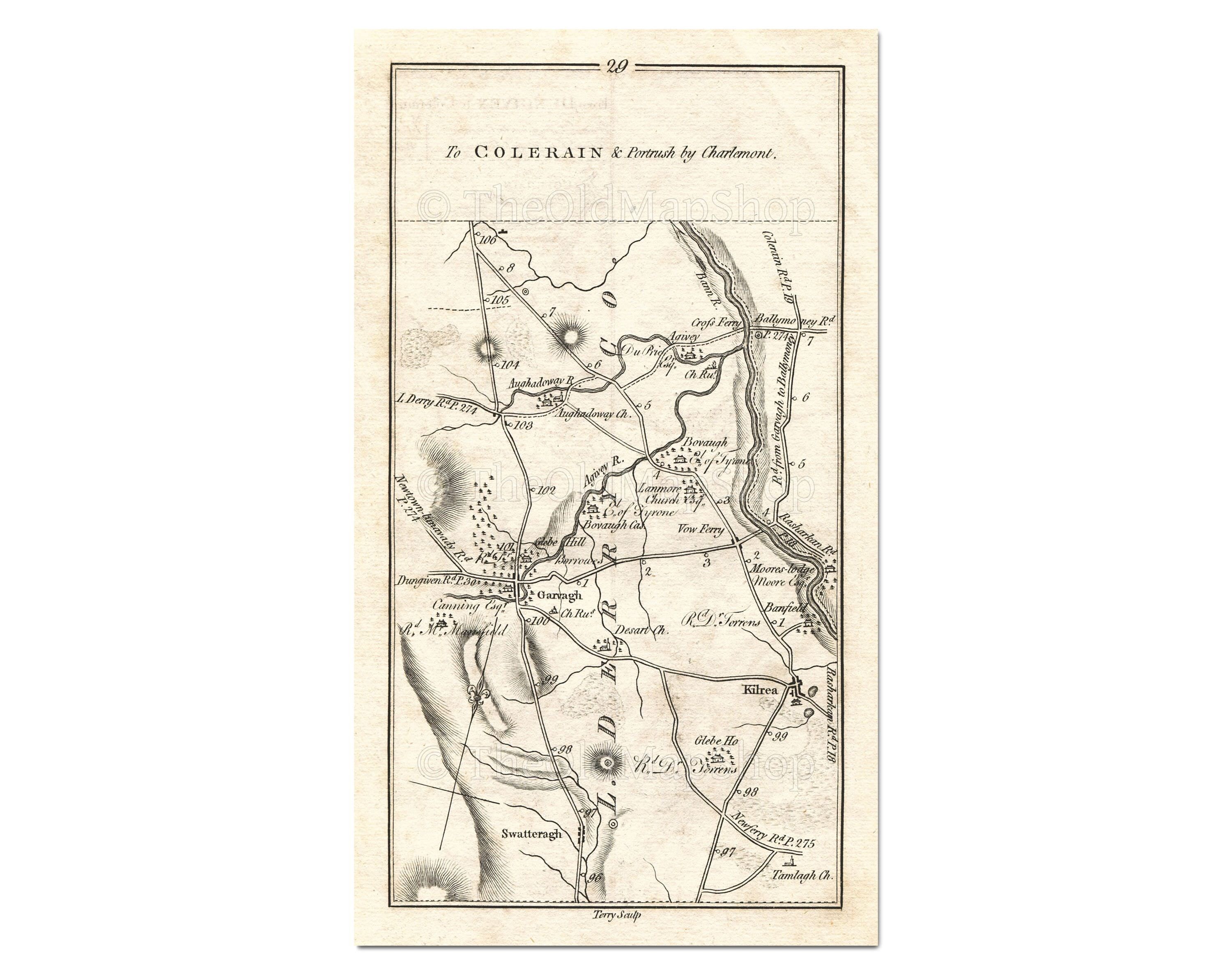 Antique Ireland Road Map Swatragh Garvagh Londonderry Etsy