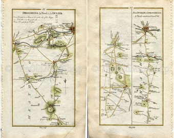 1778 Taylor & Skinner Antique Ireland Road Map 41/42 Dunleek Curragha Somerville Slane Drogheda Collon Ardee Naul County Meath