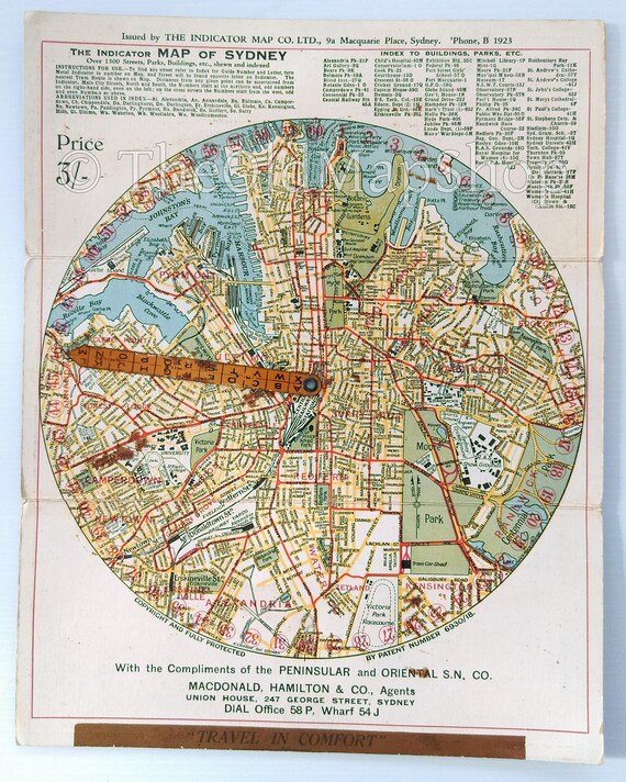 George Street Sydney Map C.1925 The Indicator Map Of Sydney Australia Rare Sydney | Etsy Singapore