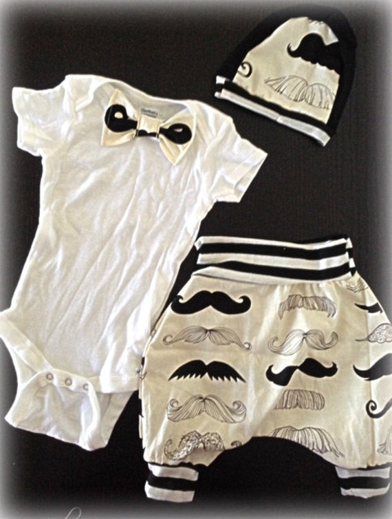Items similar to Baby Boy Balloon Pants mustache outfit all included