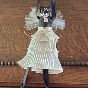 BLACK CAT FAIRY Angel Ornament or Hanging doll original design