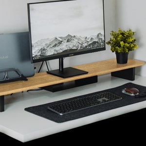 SETUP COCKPIT Monitor Stand large Wood Monitor Riser made from Walnut Wood or Oak Wood Monitor Holder for Single Monitor Desk Shelf image 6