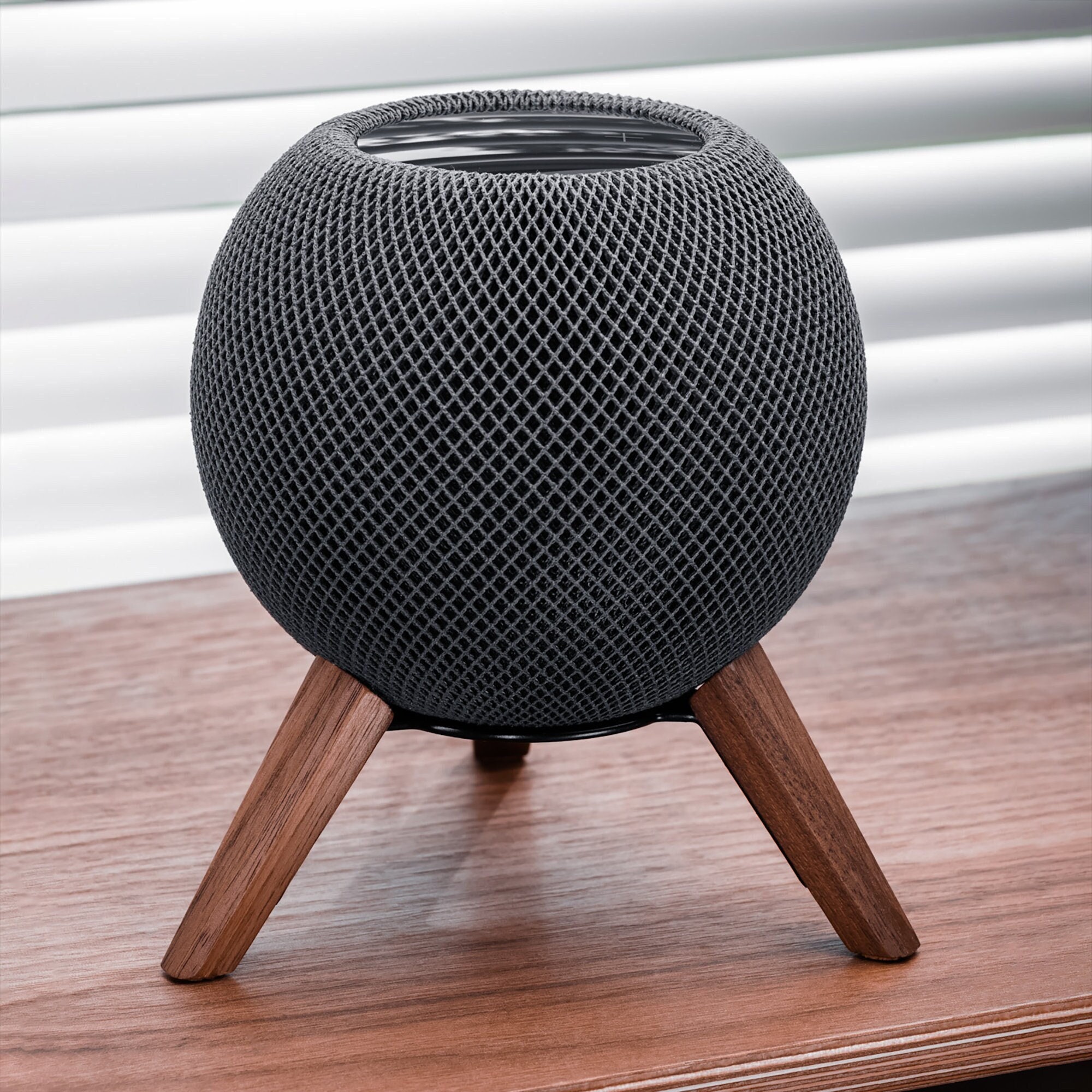 Homepod Mini Tripod Mount Walnut Wood 