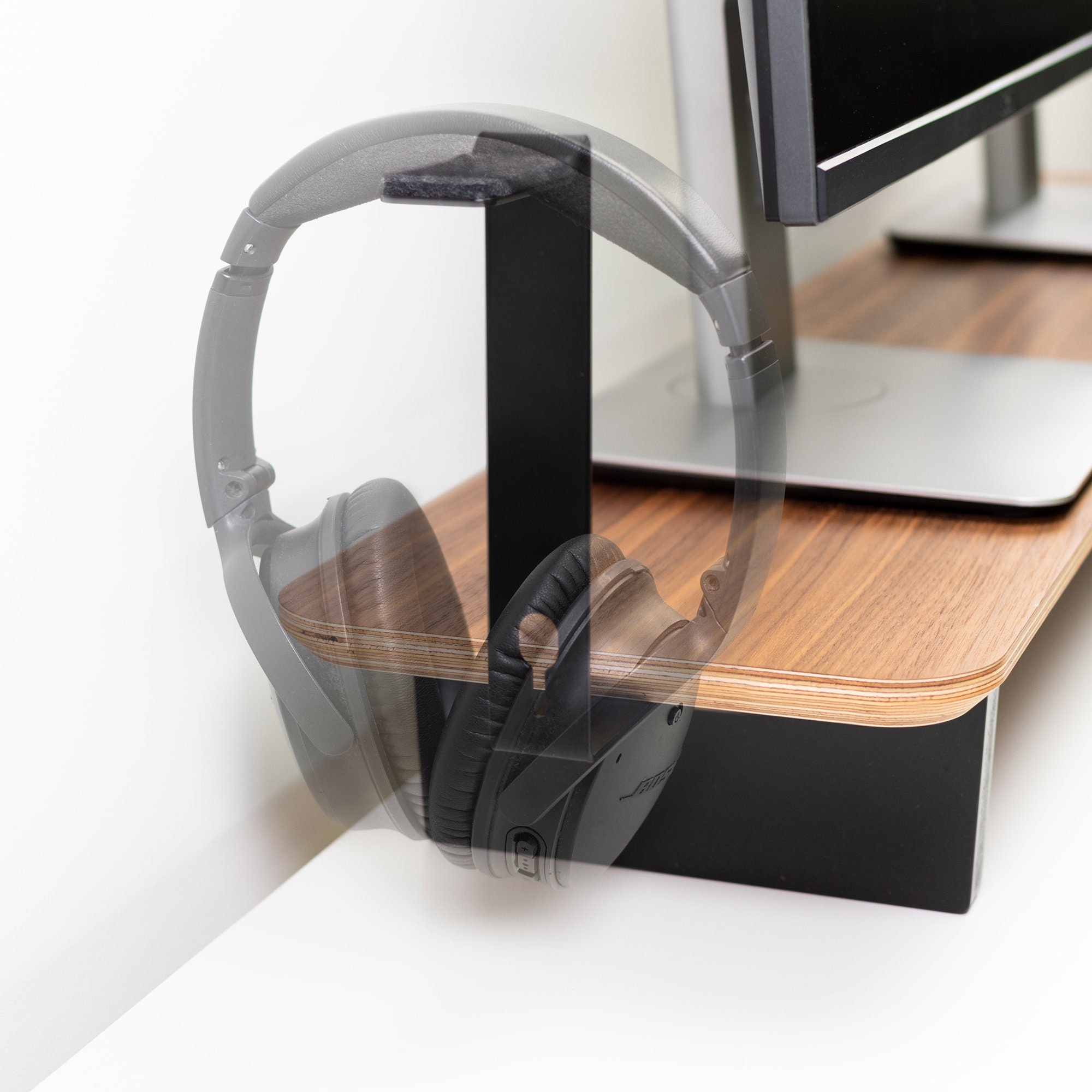 Wooden Headphone Stand With PC Sensor Panel 3.5 Inch Screen 