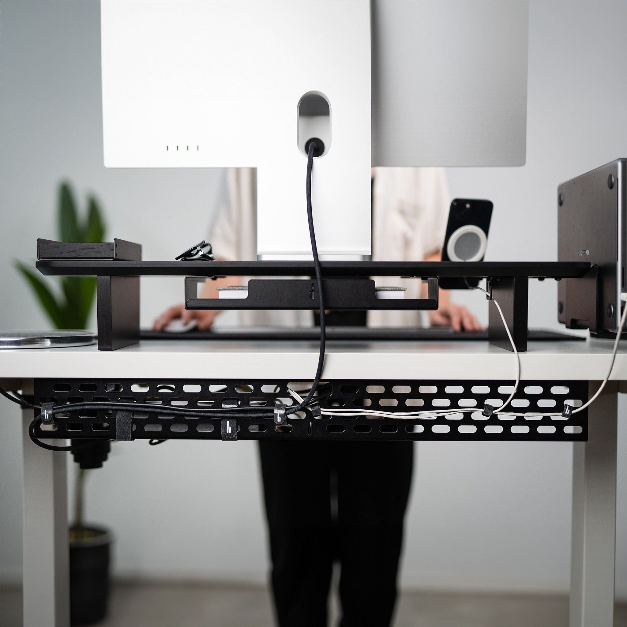 Under Desk Cable Management Tray - Office/Standing Desk Cable Tray  Organizer - Desk/Table Mount Holder for Cords/Wire/Power Strip - Computer  Cable