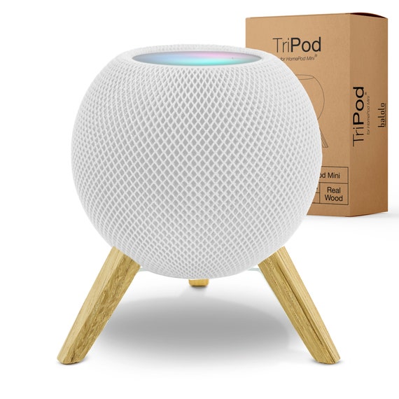 Real Wood Stand for Homepod Mini(2020 Released), Wooden Holder Tripod with  Metal Frame,Safe Stable Mount with Anti-Slip Silicone pad Protects Home pod