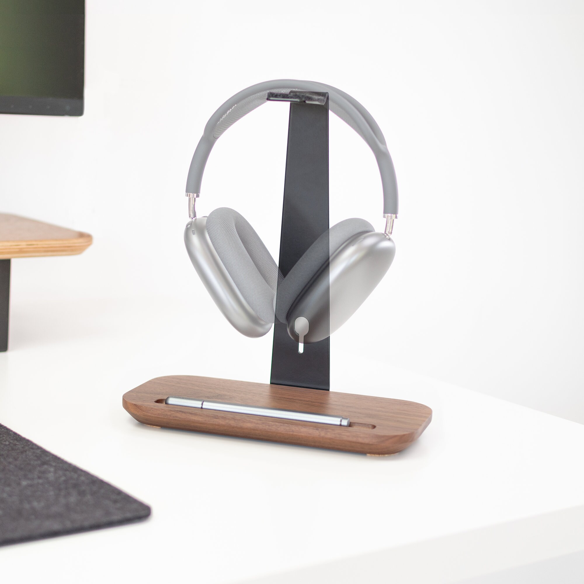 Headphone Stand Walnut, Headset Stand, Desk Accessories, Gift for him