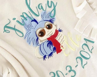 Personalised labyrinth worm baby cot blanket