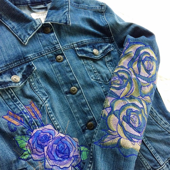 Rose patch deals denim jacket