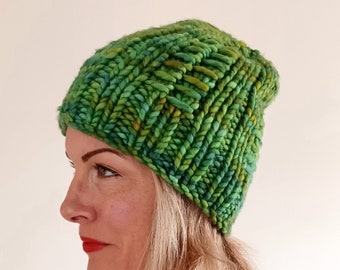 Flip It and Reverse It Hat Knitting Pattern, Easy Hat Pattern, Reversable Knit Hat Pattern, Super Bulky Kniting Pattern, Malabrigo Rasta Hat