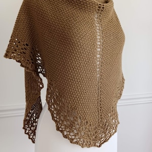 Ladies Mantle Shawl KNITTING PATTERN, Triangle Shawl Knitting Pattern, Easy Knitting Shawl Pattern, Boho Rustic Style Shawl