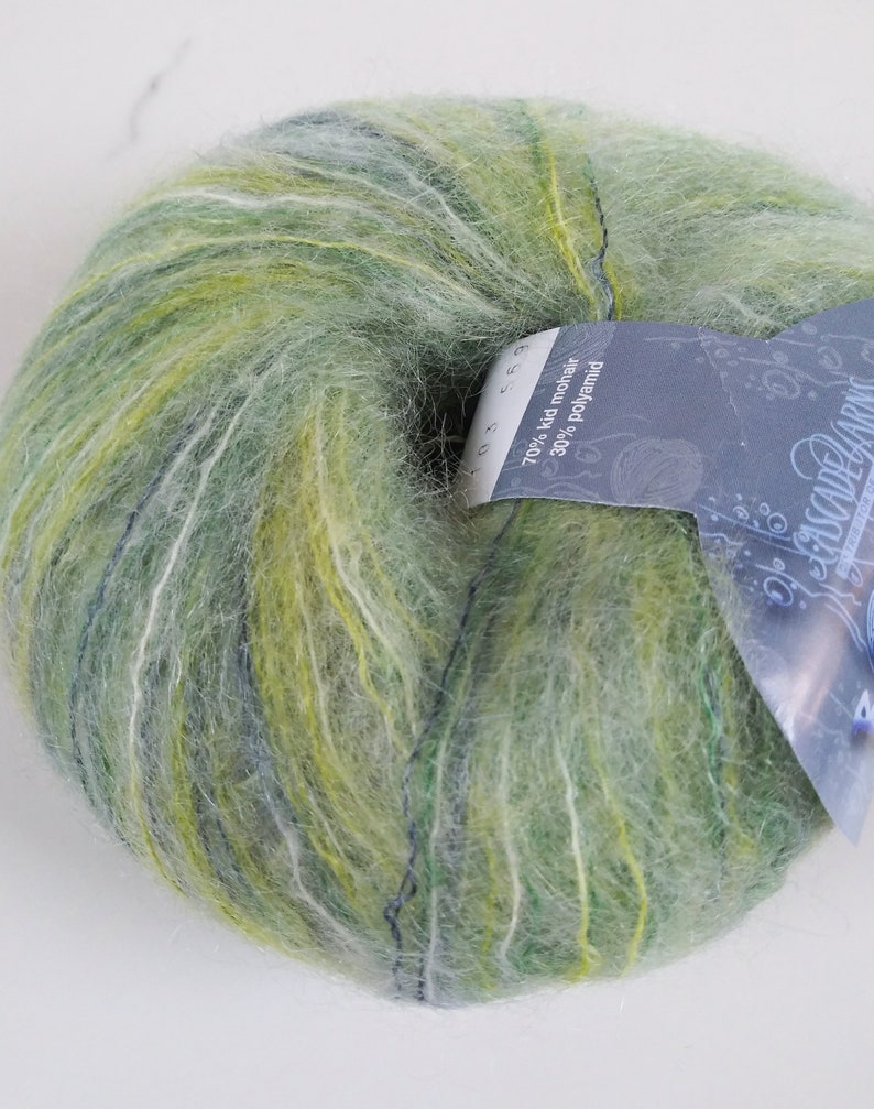 Sissi 157 Spring Flowers 103 Green Tonal Lace Kid Mohair Polyamide Yarn Halo Rainbow Green Yarn Bollicine Cascade Yarns Italian Yarn