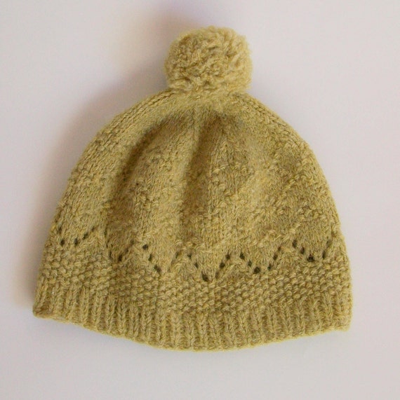 Textured Knit Hat Pattern Pom Pom Champagne Queen Beanie Boho Vintage Style