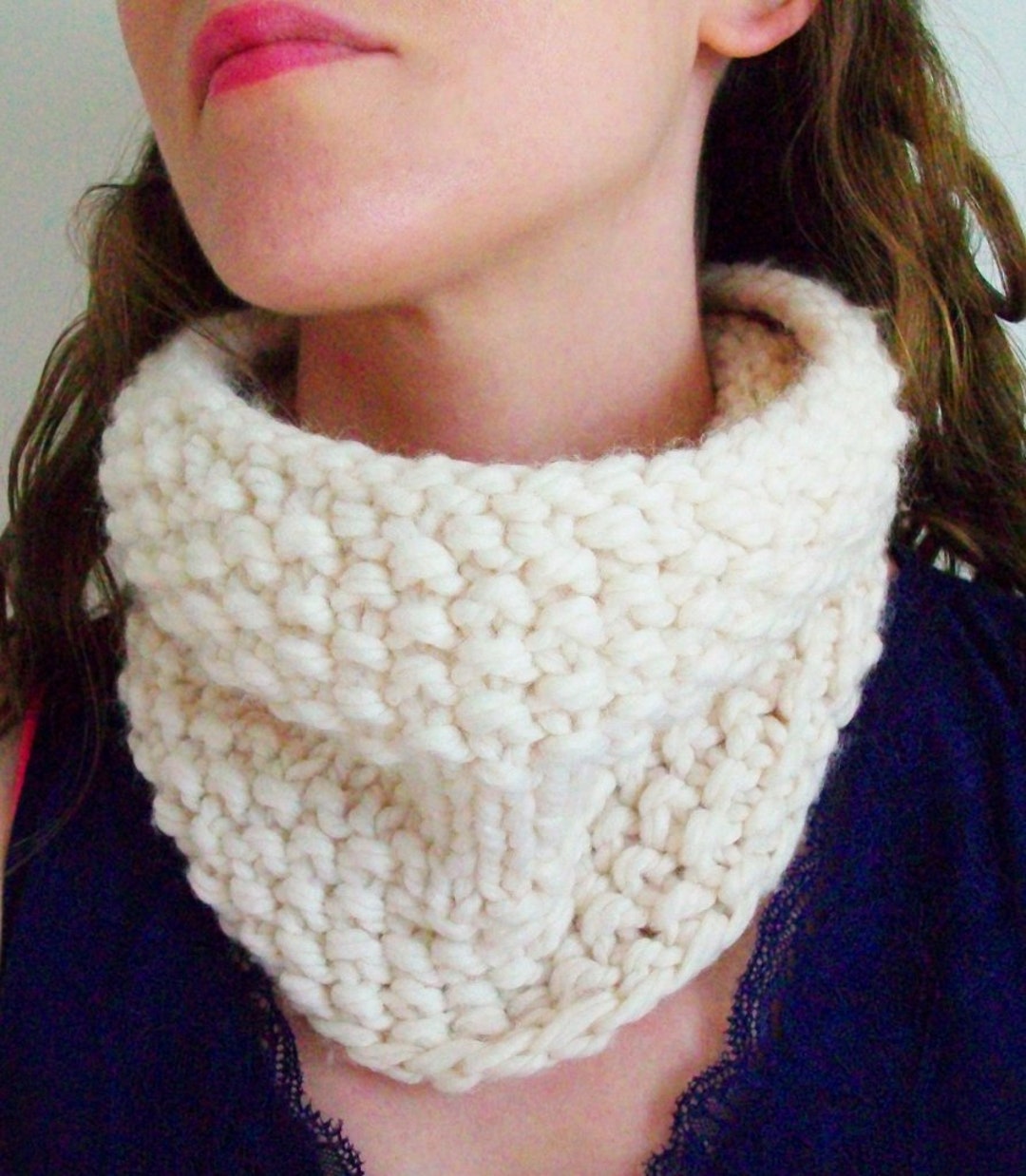 Quick Circle Scarf KNITTING PATTERN, Pillow Puff Scarf Pattern, Easy