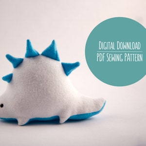 Dinosaur Plushie Pattern, PDF Sewing Pattern, Stegosaurus Sewing Pattern image 1