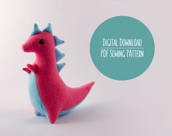 Dinosaur Plushie Pattern, PDF Sewing Pattern, T-Rex Sewing Pattern