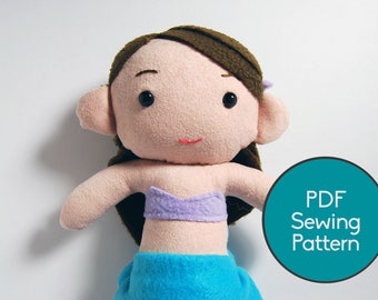 Mermaid Doll Pattern, PDF Sewing Pattern, Mermaid Plush Pattern