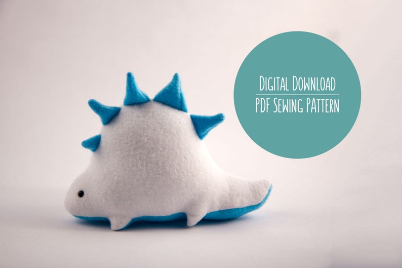 Dinosaur Plushie Pattern, PDF Sewing Pattern, Stegosaurus Sewing Pattern image 1