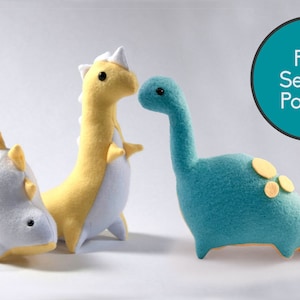 Dinosaur Pattern Bundle, PDF Sewing Pattern, Brontosaurus T-Rex and Stegosaurus Sewing Pattern Set image 1