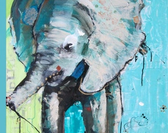 BEBÉ - mixta elefante imprime en lienzo