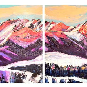 Wilson Peak Alpenglow, Telluride Mountain Print - on two canvases