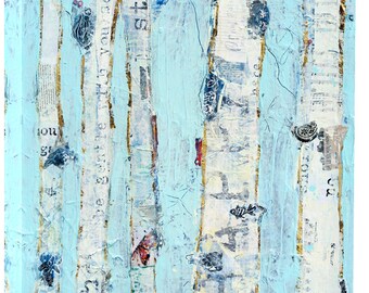 Lejos de azul, mixta azul bosque aspen impresión