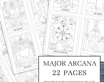 Major Arcana Tarotkarten Malbuch: 22 druckbare Seiten (PDF)