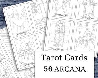 Färbe Deine eigenen Tarotkarten: 56 Minor Arcana (Pocket Size PDF)