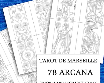 Tarot de Marseille Malbuch: 78 Karten (PDF Download)