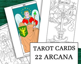 Major Arcana Tarotkarten Malbuch: 22 Karten Deck (PDF)