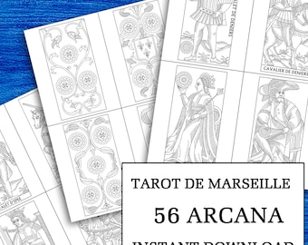 Tarot de Marseille Malbuch: 56 Minor Arcana (PDF Download)