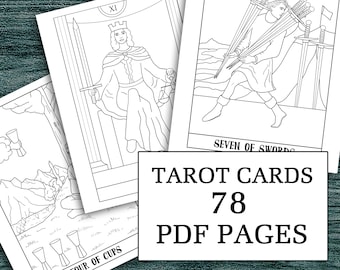 Color your own Tarot Cards | PDF coloring book | coloring pages | Instant Download | printable drawings I complete deck 78 card I oracle