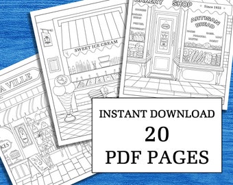 Shop Coloring Book Beautiful Shop Adult Coloring Book 20 Printable Handmade Drawings Coloring Pages PDF Digital Download Printable Pages