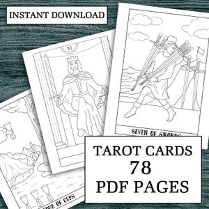 Kleur je eigen Tarotkaarten | PDF-kleurboek | kleurplaten | Direct downloaden | afdrukbare tekeningen I voltooi kaartspel 78 I orakel