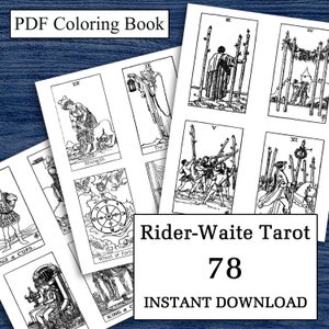 Kleur je eigen Tarot Rider-Waite-kaarten | PDF-kleurboek | kleurplaten | Direct downloaden | afdrukbaar Ik voltooi kaartspel 78 I Orakel