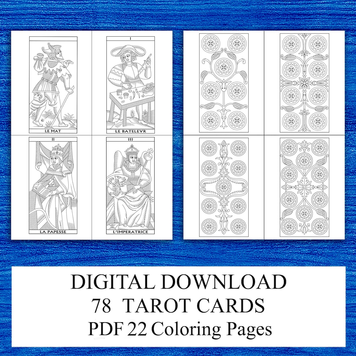 Color Your Own Tarot De Marseilles Cards | PDF Coloring Book | Coloring ...