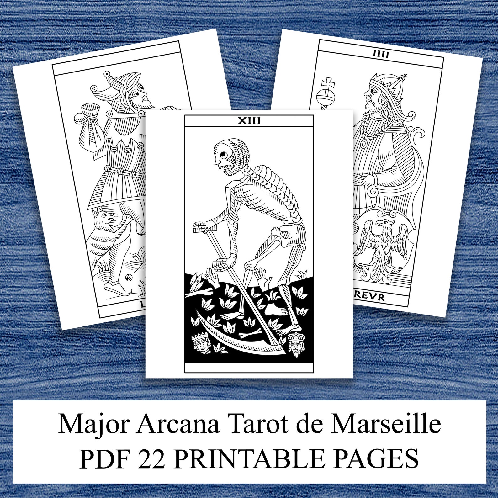 Color Your Own Tarot De Marseille Printable Tarot Coloring Book 22 ...