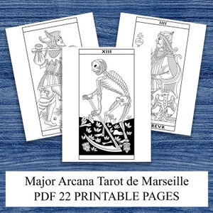 Color Your Own Tarot De Marseille Printable Tarot Coloring Book 22 Printable Handmade Drawings ...