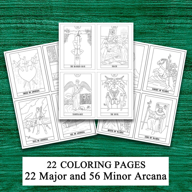 Color Your Own Tarot Cards PDF Coloring Book Coloring Etsy